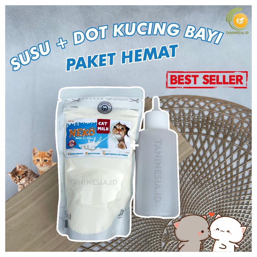 DOT DAN SUSU KUCING BAYI BARU LAHIR HINGGA DEWASA SUSU KITTEN 100GR + DOT 100ML SUSU ANAK KUCING
