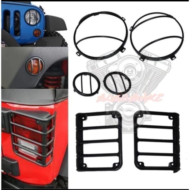 guard light jeep wrangler JK rubicon set / grill lampu jeep rubicon