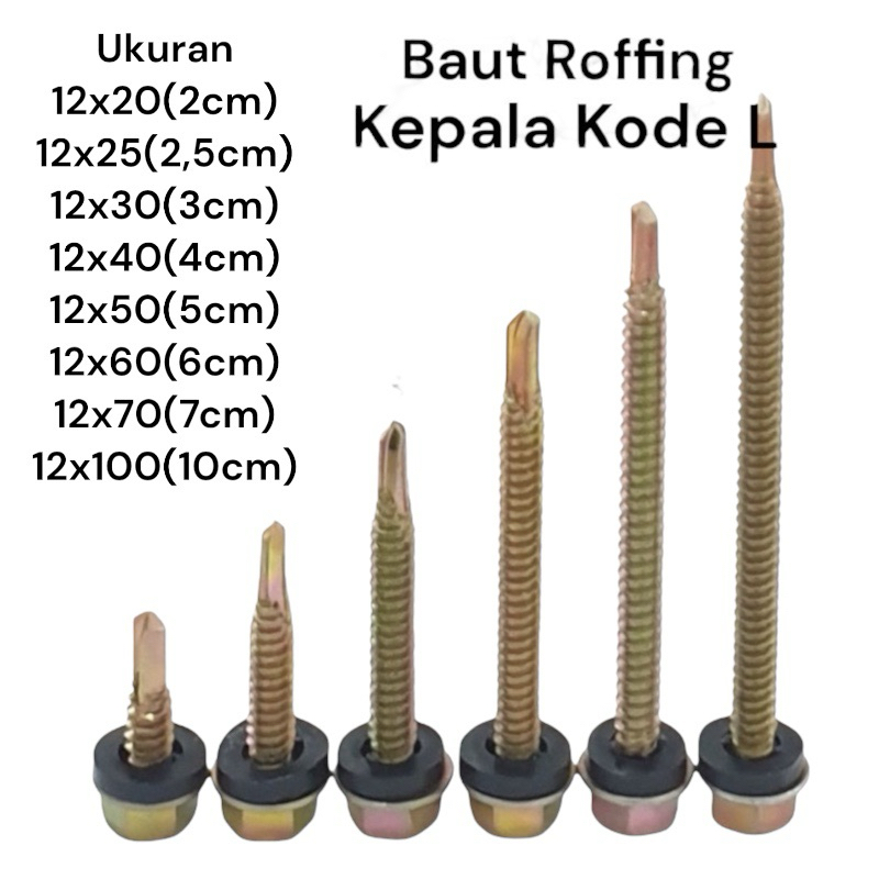 HARGA/BUNGKUS ISI 50PCS / BAUT RUPING / / SEKRUP ROFFING 2cm 2,5cm 3cm 4cm 5cm 7cm 10cm MOON LION