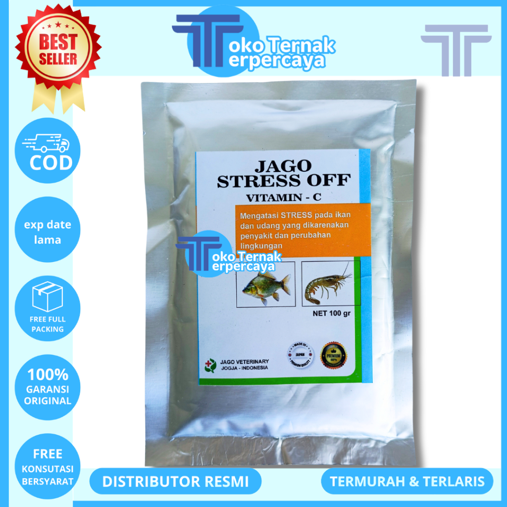 Stress off ikan udang - JAGO 100 gram - JAGO STRESS OFF 50GR OBAT VITAMIN ANTI STRESS SAKIT PENYAKIT