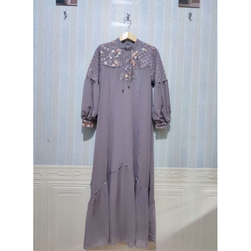 Gamis mewah Qorqor ceruty full furing mix brokat premium