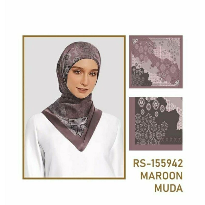 Safanah Hijab Voal Printing Premium Motif Maroon Muda