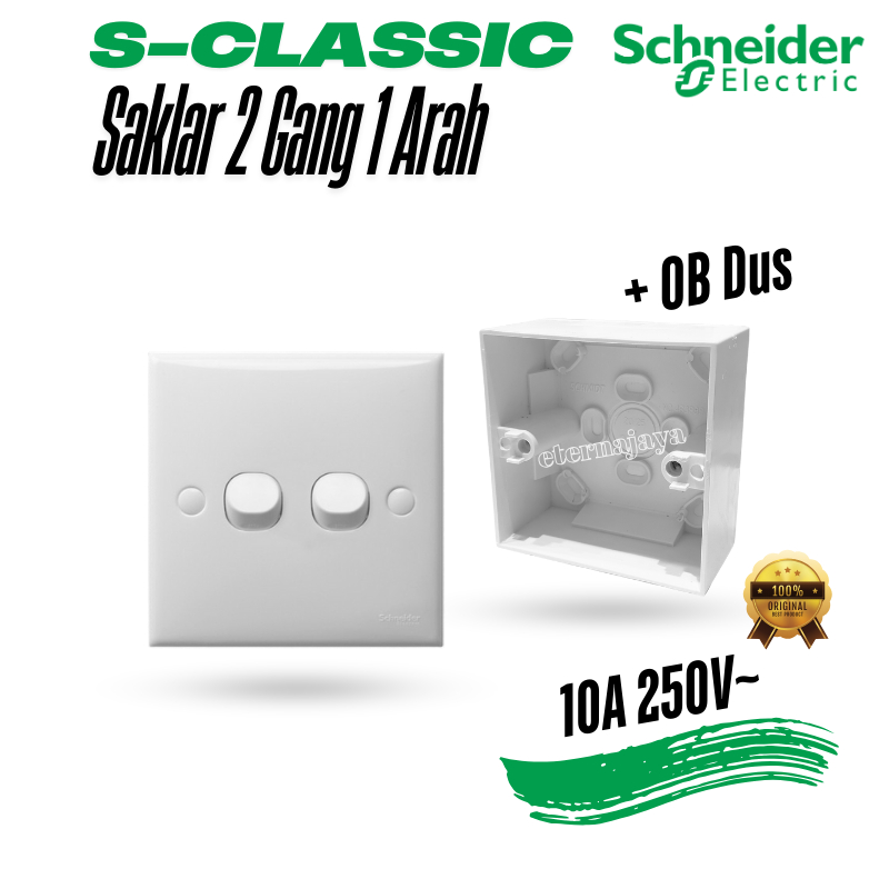 SCHNEIDER Saklar Seri Clipsal Outbow Classic 2 Gang 1 Arah