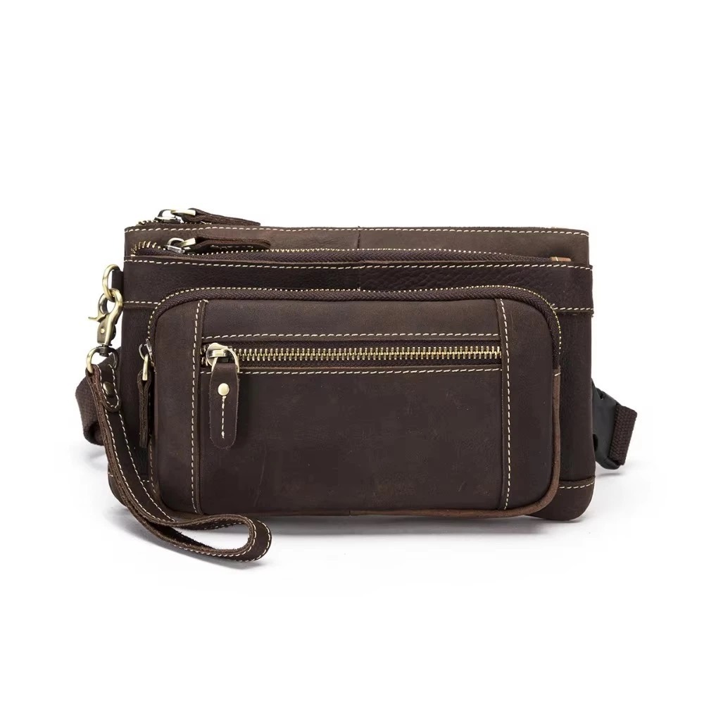 Tas Crazy Horse Pria Kasual Vintage Travel Fanny