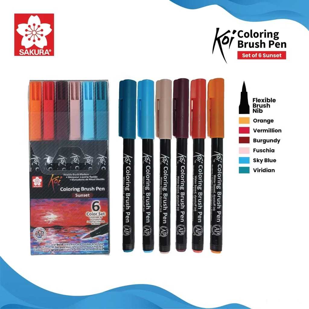 

Gramedia Tunjungan : Sakura Koi Coloring Brush Set 6 Sunset