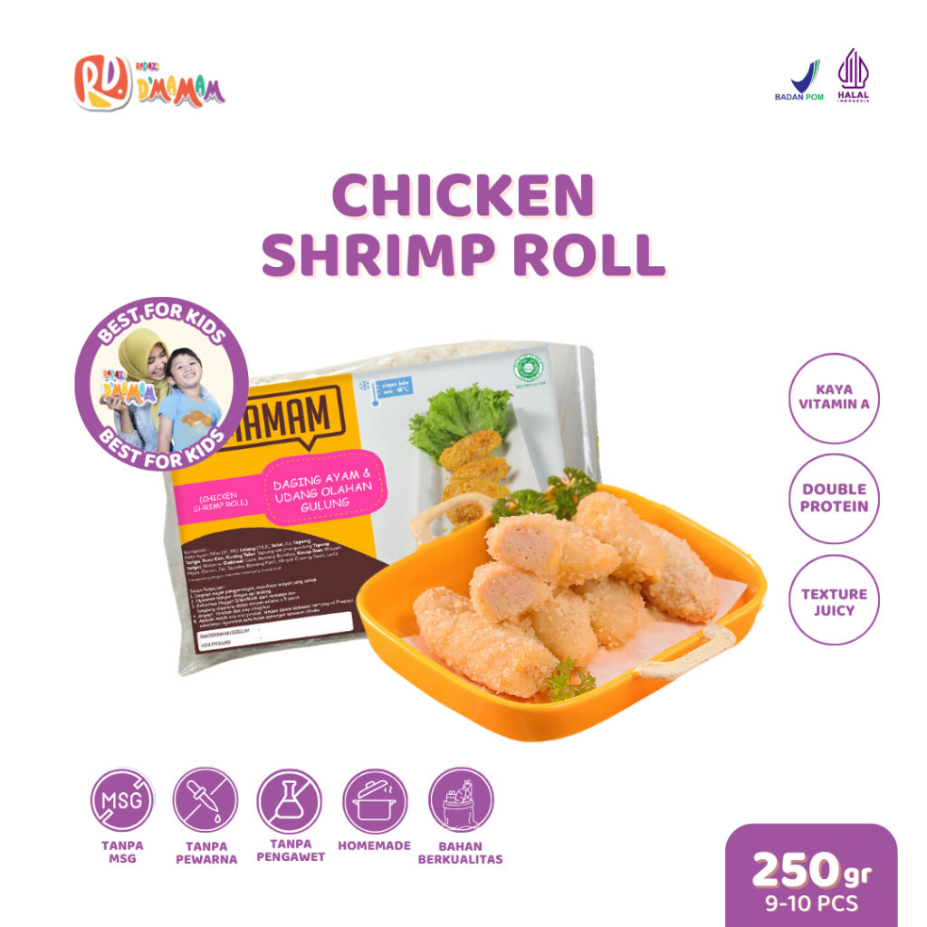 

DMAMAM Chicken Shrimp Roll 250g Bento Frozen Anak MPASI Homemade Olahan Seafood BPOM HALAL