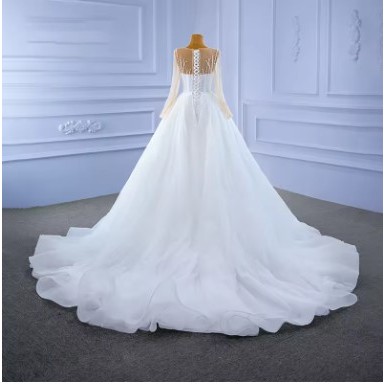 Dress Pengantin Ellegant Gaun Pengantin Putih Mutiara Gaun Pengantin Putri Duyung Berekor Ikan Putih