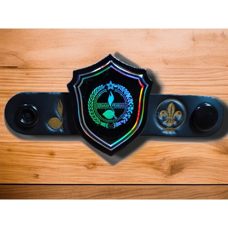 

Ring kacu pramuka Tebal Hitam metalic hologram elegan