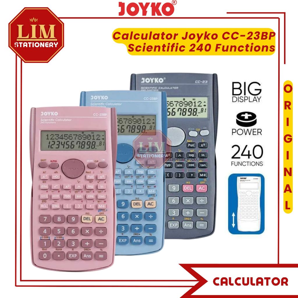 

NEW!!! Scientific Calculator Kalkulator Ilmiah JOYKO CC -23 BP 240 functions