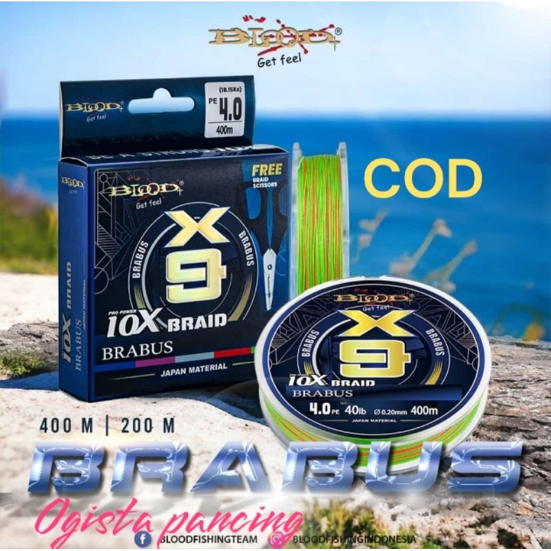 PE BLOOD X9 BRABUS 400 meter, bonus gunting, MULTICOLOR