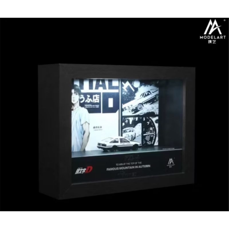 Model Art Time Micro 1:64 Initial D Mazda RX-7 PUTIH 3D Photo Frame with LED Light Limited