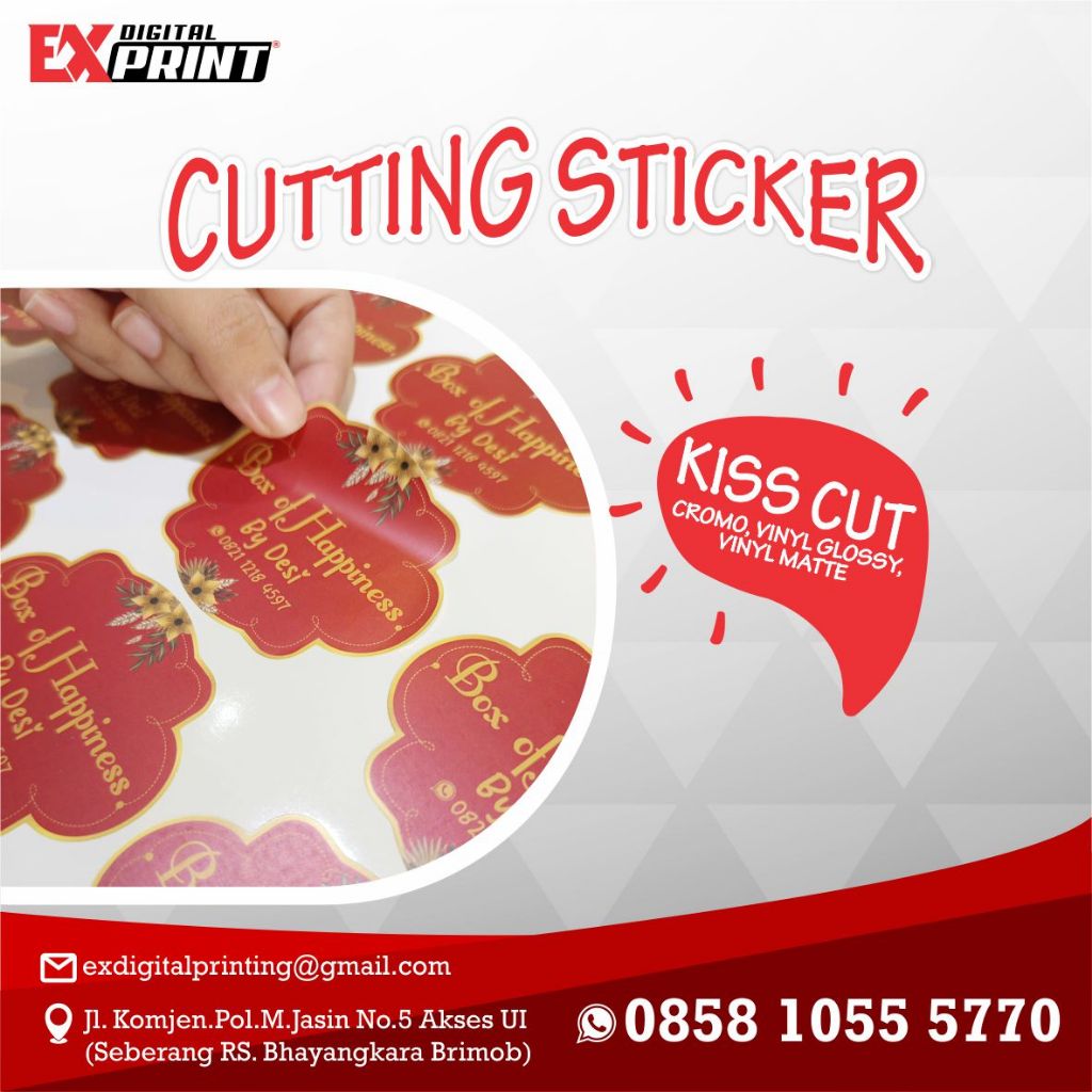 Cetak Stiker Vinyl A3+ Kiss Cut & Die Cut