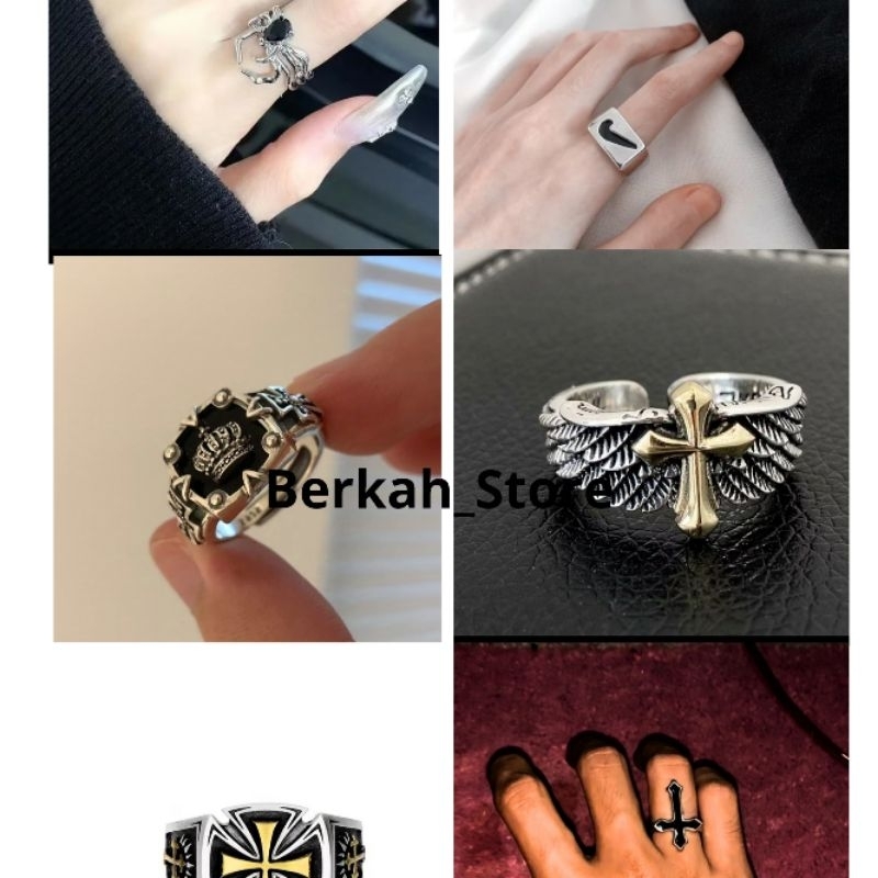 Cincin Cross Retro Berkulitas Unik Pria Wanita Anti Karat Fashion Cincin couple