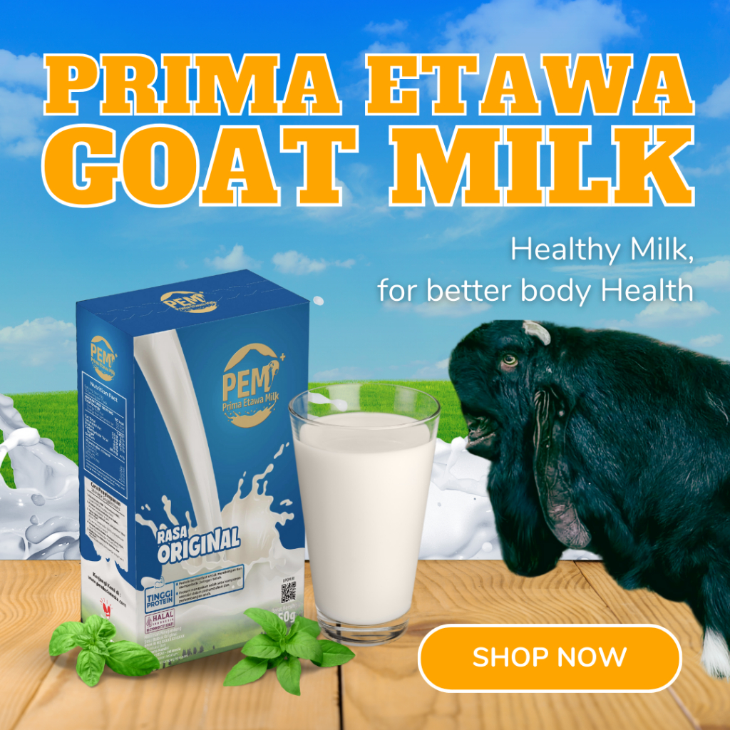 

Susu Kambing Etawa tinggi Protein - PEM (Prima Etawa Milk) Rasa Original