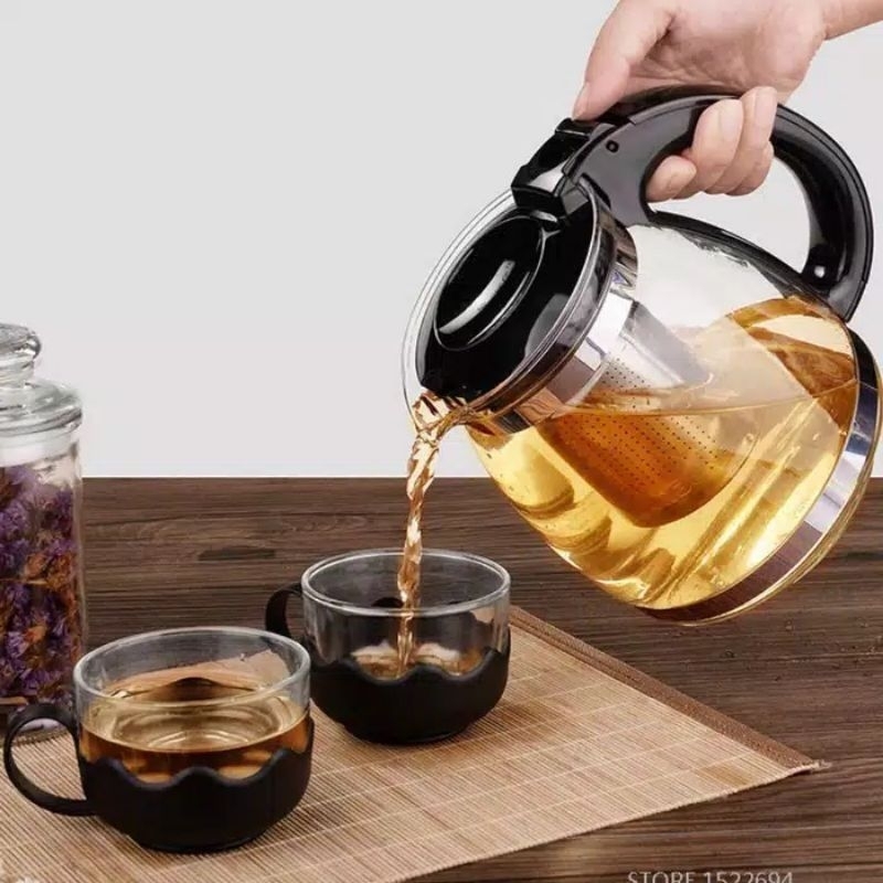 teapot saring hitam/teko teh kopi saringan estetik warna hitam