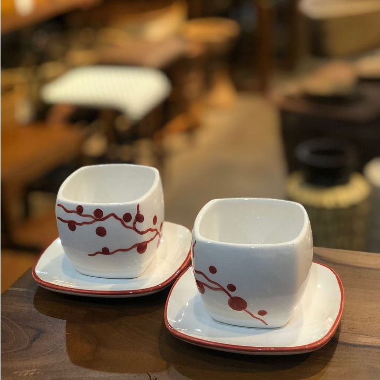 NAGAREY - Ceramic Tea Cup Set / Cangkir Keramik Set Estetik / Cangkir Teh / Cangkir Kopi