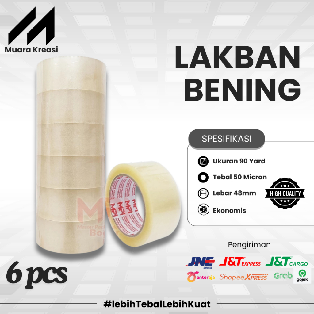 

1 SLOP ( 6 PCS ) - Lakban Bening 45 mm x 90 Yard / Lakban Packing