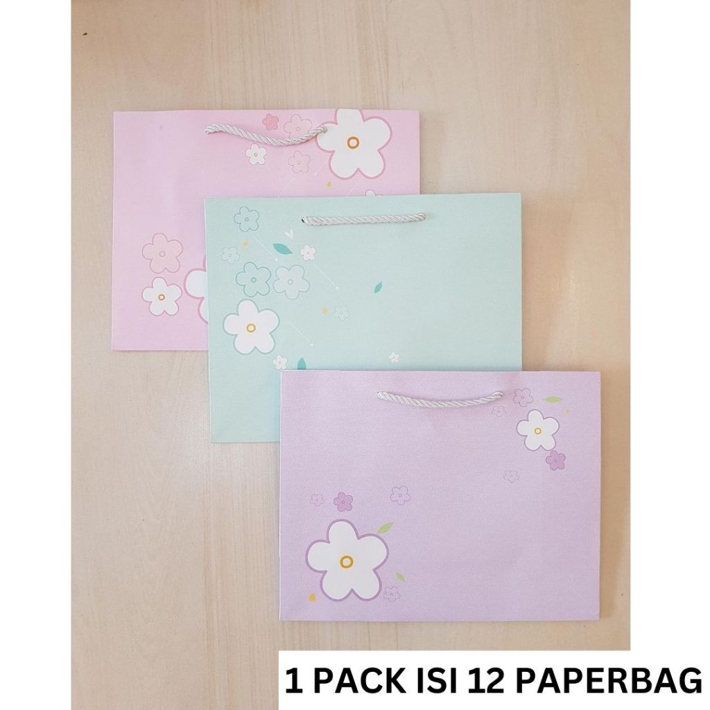 

[5834 12 PCS] Paperbag kertas tali motif ukuran 25.4X20X9.5 Tas Kado motif Paperbag Motif Goodie Bag