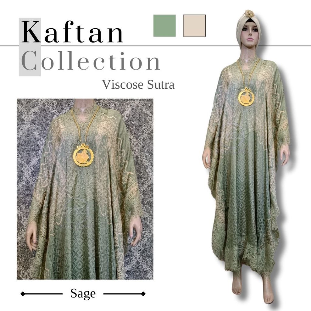Kaftan Viscose Premium Batik Viscose | Kaftan Anisa Viscose Sutra | Kastan Lebaran Wanita - Modeluv