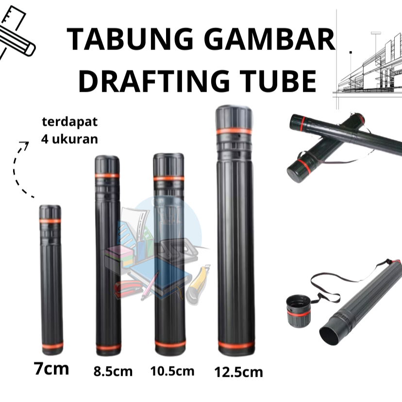 

[1 PC] Tabung Gambar Drafting Tube / Alat Gambar Arsitek Drawing Tube Murah 4 Ukuran Warna Hitam Vtec