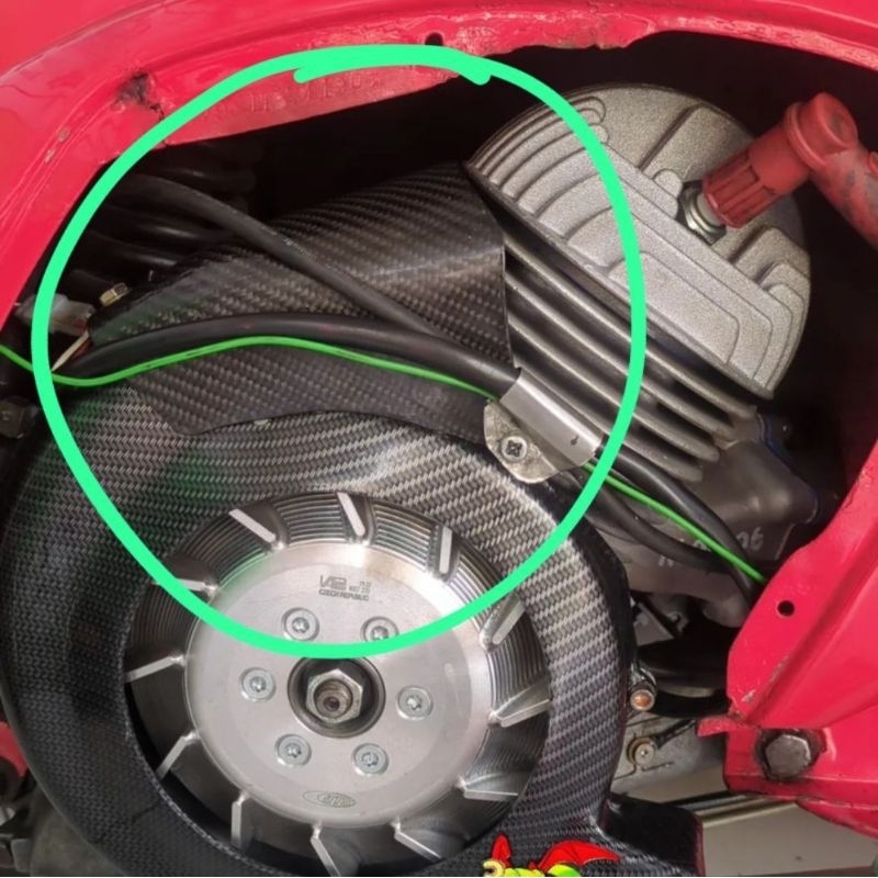 Cover Tutup Blok Vespa Pts Spesial 130cc Topi  Blok Vespa Smallframe 130cc 144cc M200 Carbon Wtp Cel