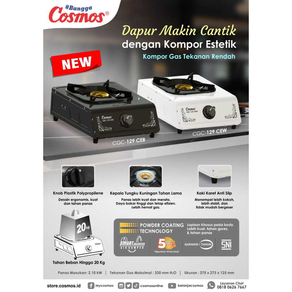 KOMPOR GAS 1 TUNGKU CGC-129 COSMOS