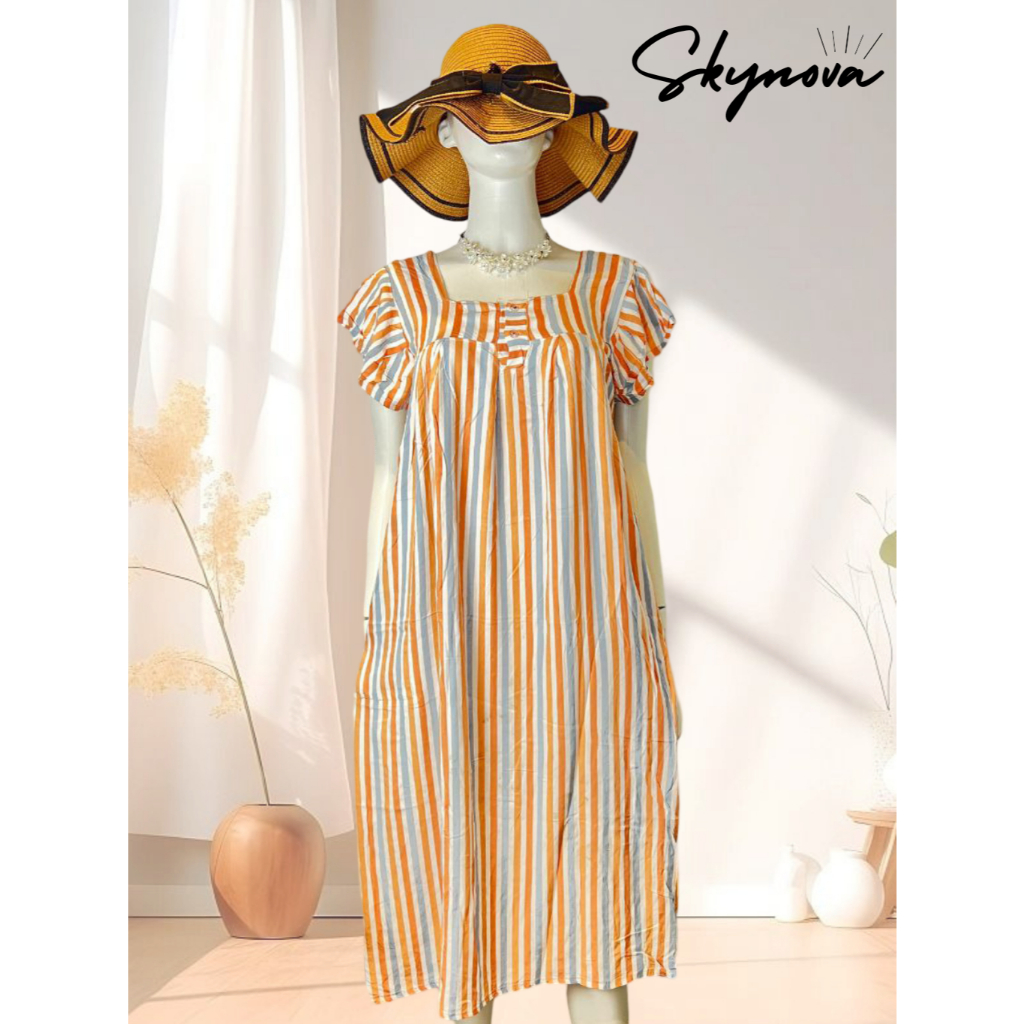 Daster Bella Skynova Kekinian Terbaru | Daun Garis-garis