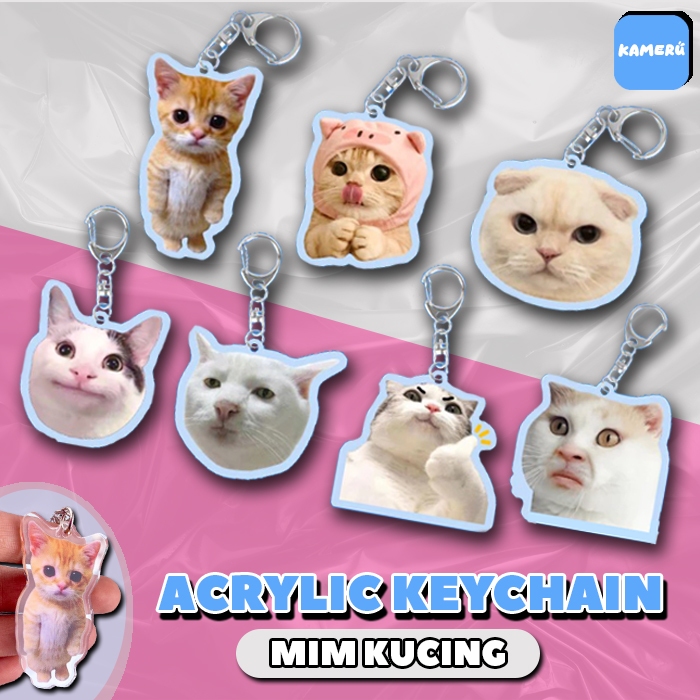 KEYCHAIN MEME KUCING AKRILIK / ACRYLIC CAT LUCU