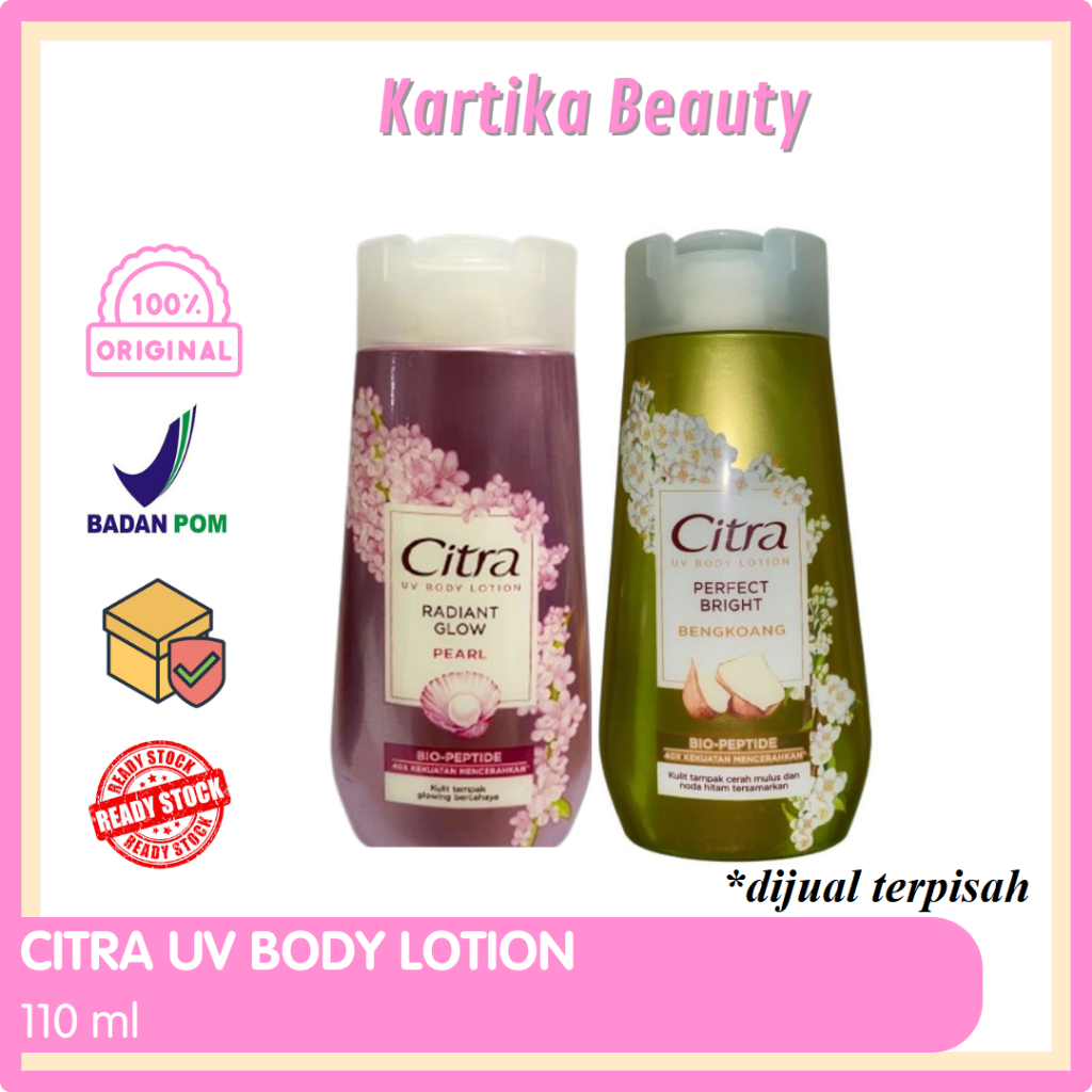 CITRA UV BODY LOTION 110 ML KEMASAN BARU : KUNING PERFECT BRIGHT BENGKOANG / PINK RADIANT GLOW PEARL