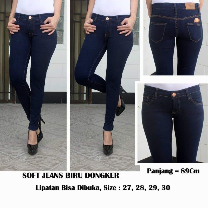 READY 27-38. Celana Jeans Wanita Biru Dongker