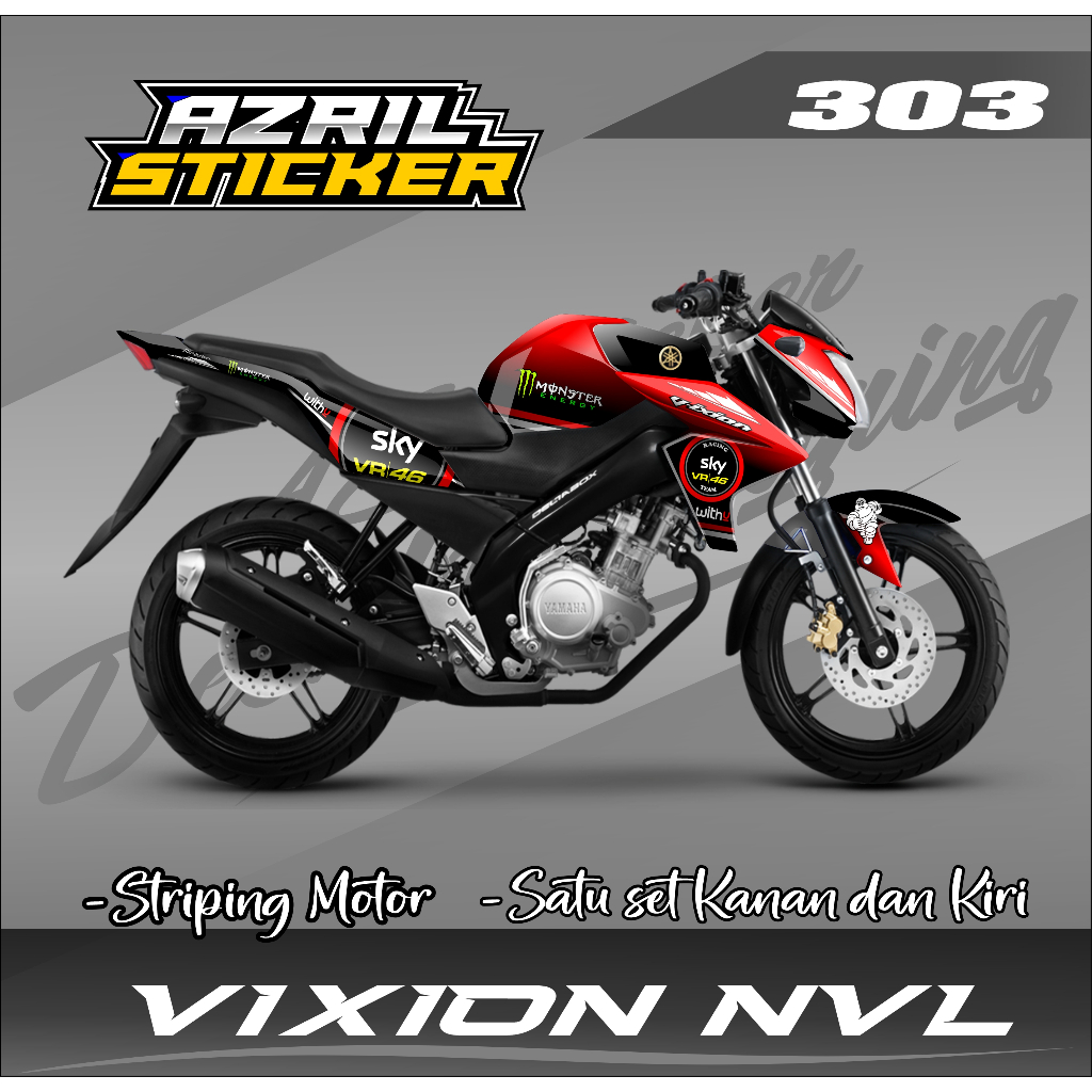Decal Sticker Vixion NVL 2013 - 2015 Full Body Fullset Decal Stiker Vixion NVL Az 303