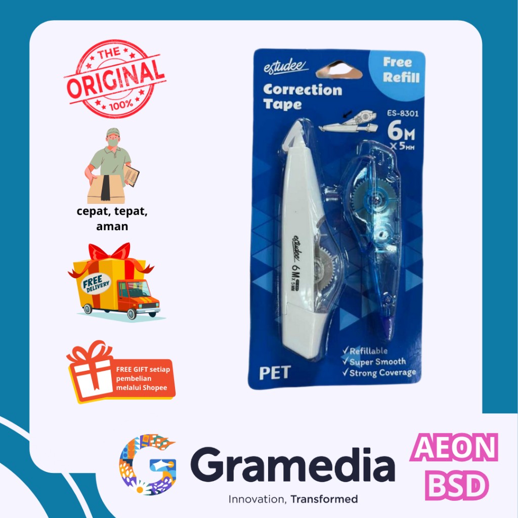 

GRAMEDIA BSD CITY - Estudee Correction Tape + Refill White ES - 8301