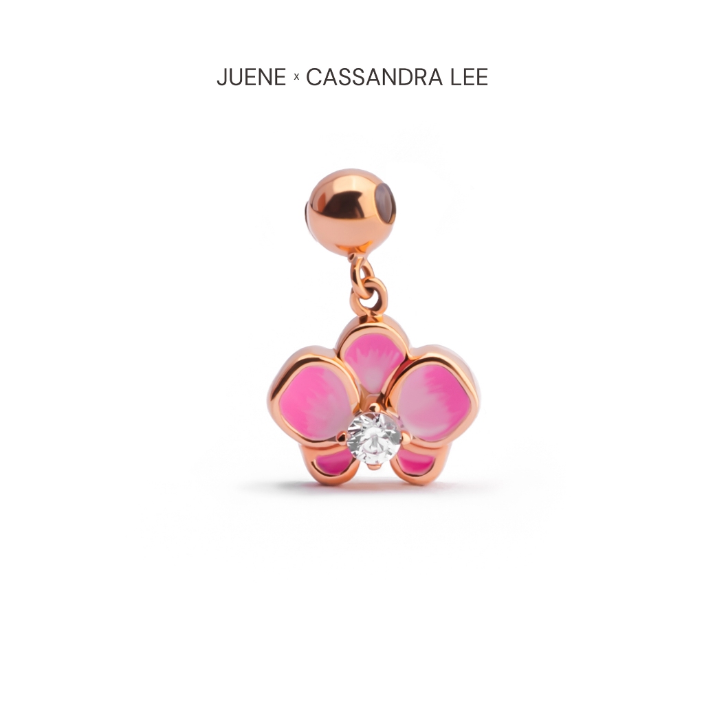 Liontin Emas 7k - Pink Orchid Gold Charm - With Love Collection - Cassandra Lee x Juene Jewelry