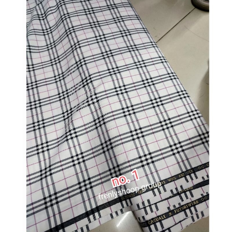Kain semi wool kotak kotak bahan Jas Celana Hugo Barbera super ultimate 120's wool and silk