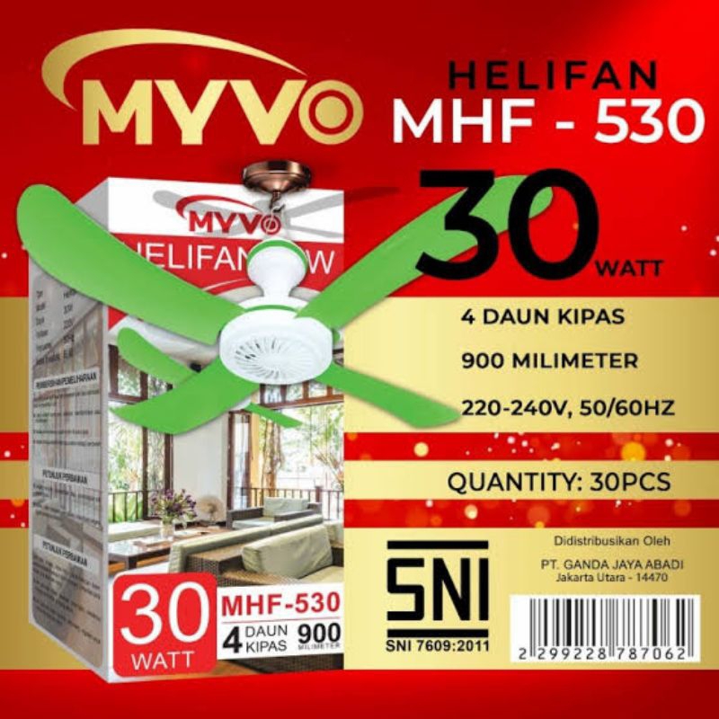 KIPAS ANGIN GANTUNG (HELIFAN) MYVO 30W #KipasAngin #HeliFan #Listrik #PendinginRuangan #MYVO