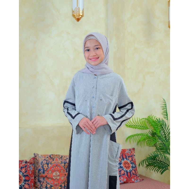GAMIS KATUN DENIM ABAYA ANAK LGA 883 Gamis Anak 10 tahun