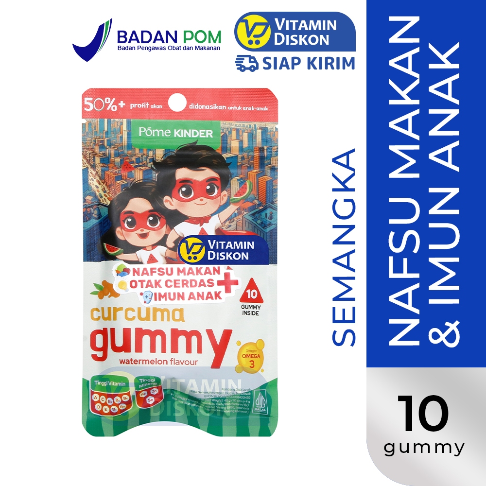 POME KINDER CURCUMA GUMMY -10 GUMMY | Gummy Menambah Nafsu Makan Anak, Curcuma, Omega 3