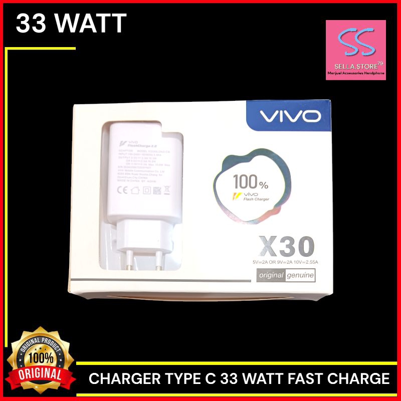 Charger VIVO X50 X50 Pro 33 Watt Flash Charge 2.0 Kabel USB Type C Fast Charging