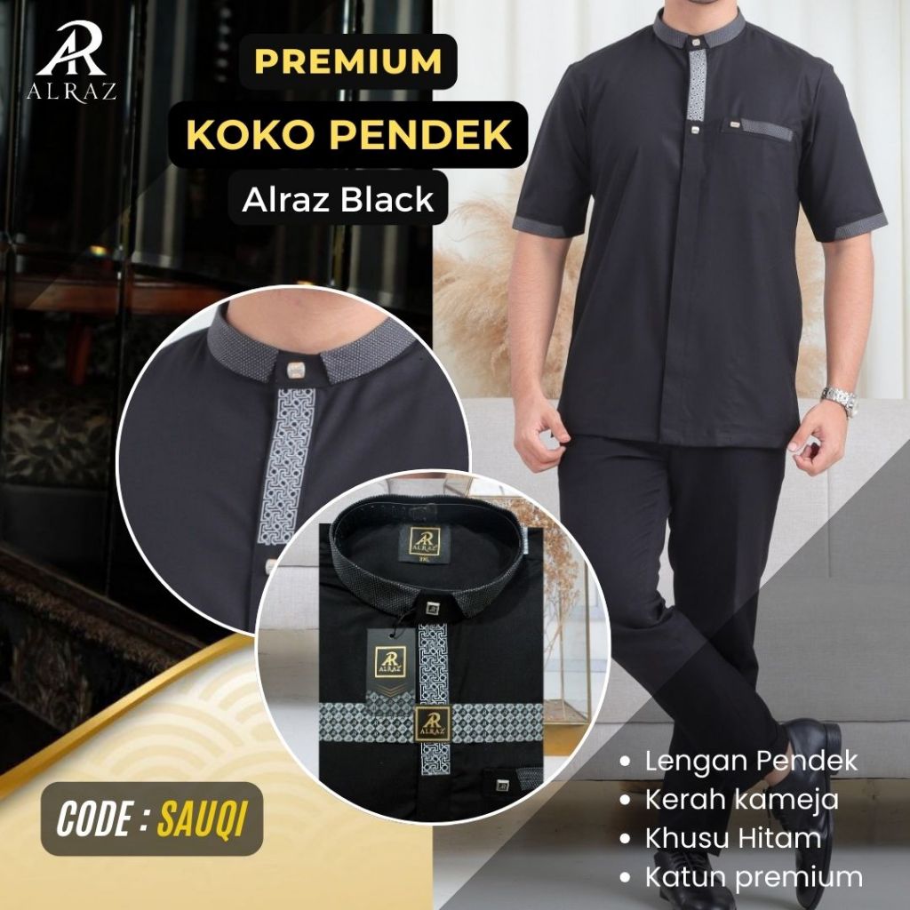 ALRAZ Koko  jumbo pendek + Hitam  Premium Sauqi
