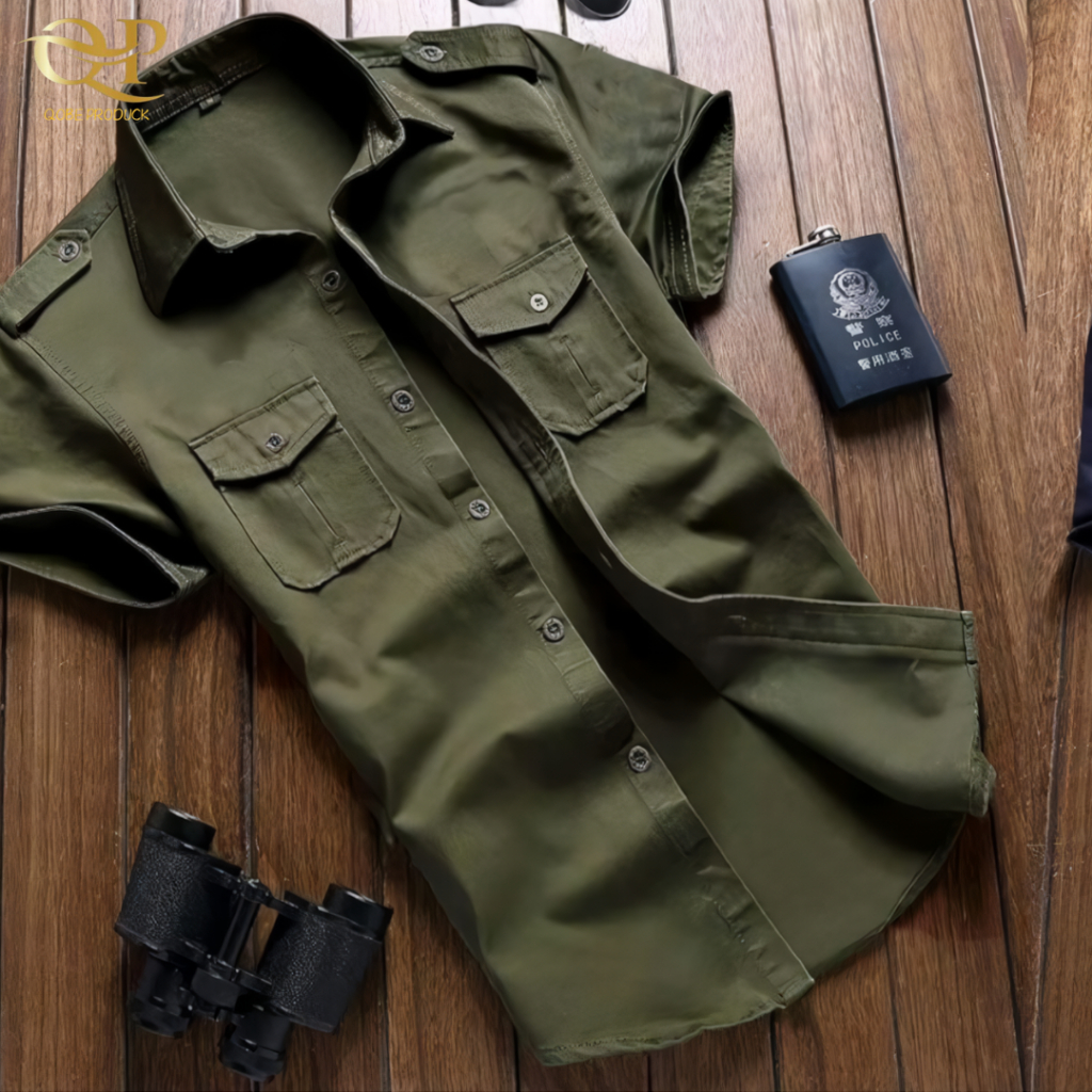 Kemeja Tactical Hijau Army Lengan Pendek / Kemeja Tactical Pria / Kemeja Pria / Kemeja Hitam / Kemej