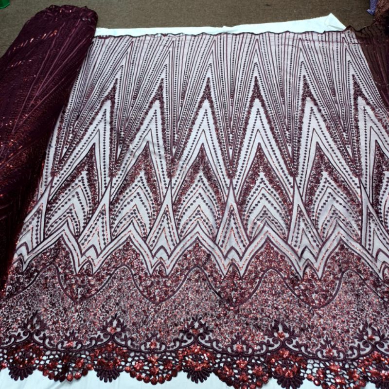 bahan kain tile bordir spenggel full Payet sequin