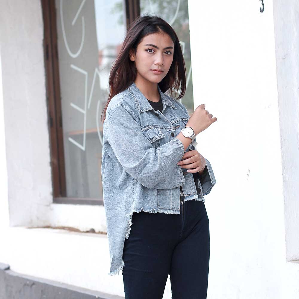 JAKET JACKET DENIM JEANS WANITA PEREMPUAN CEWEK DEWASA REMAJA ORIGINAL 100% MODEL TEBARU KZR534