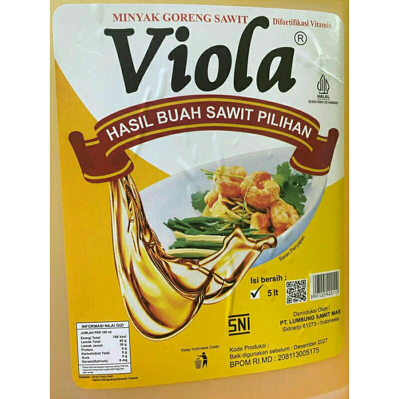 

Minyak goreng viola 5 liter jerigen 1 dus/karton