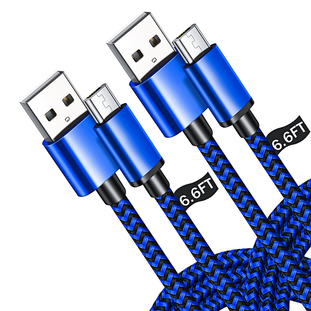 Micro USB Cable,2 Pack QC 3.0 Fast Charging & Sync Android Charger,Braided Nylon Micro USB Cables fo
