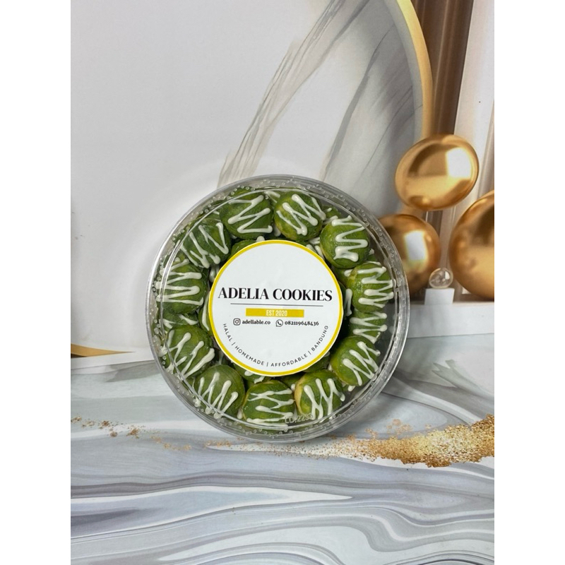 

GREENTEA COOKIES KUE LEBARAN KUE KERING GREENTEA PREMIUM ADELIA COOKIES