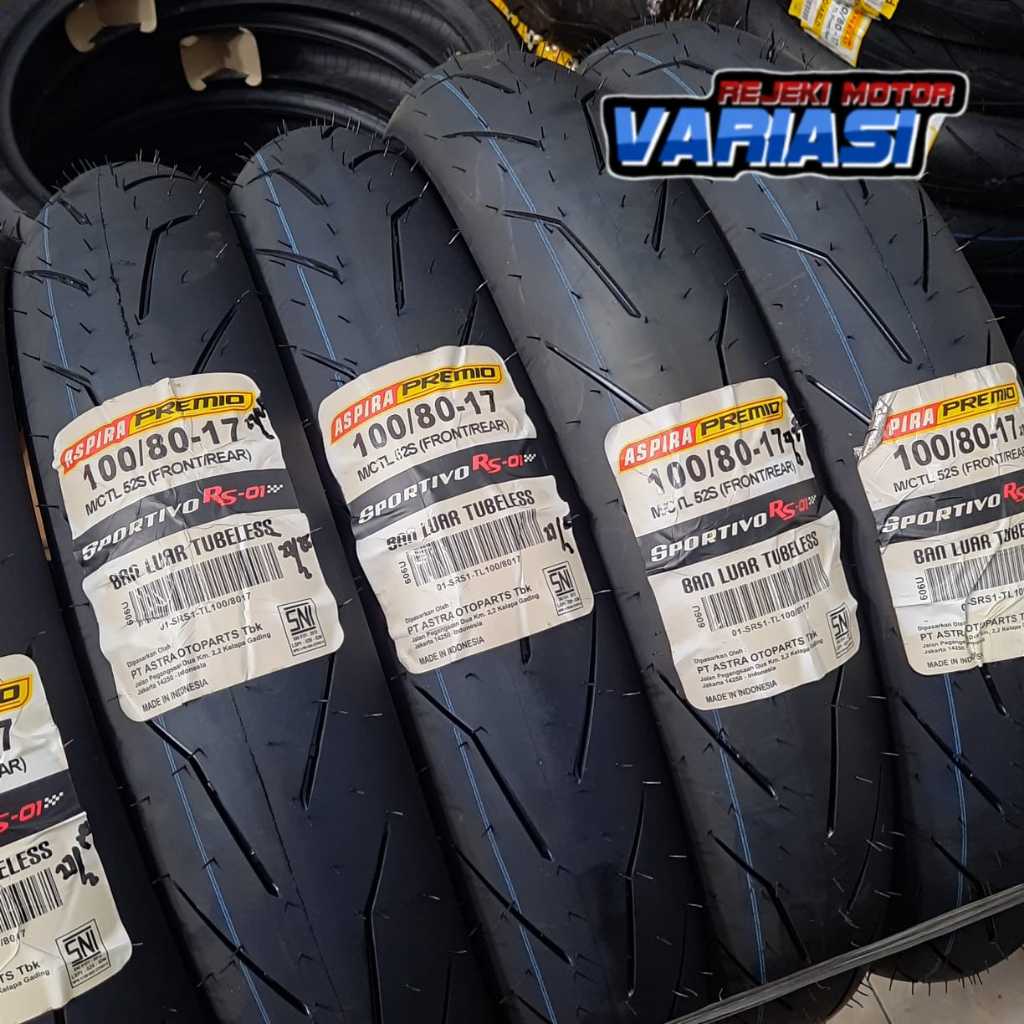 Ban Luar Aspira Premio Sportivo RS 01 ukuran 90/80 dan 100/80 ring 17 Original Tubeless
