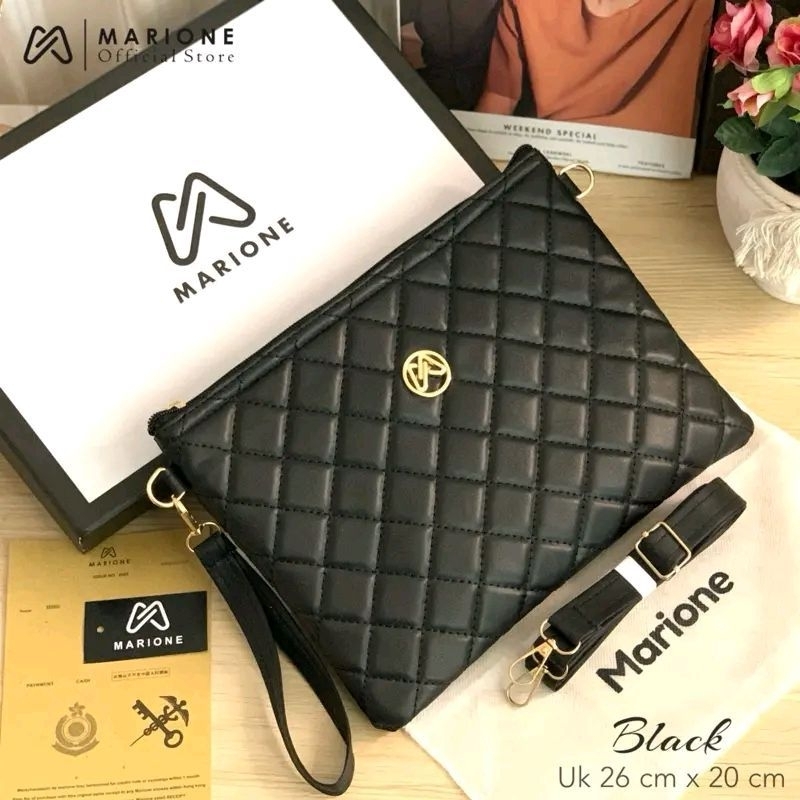MARIONE - ZETOR Clutch Wanita Handbag Wanita Bahan Kulit Bordir Halus Dapat 2 TALI