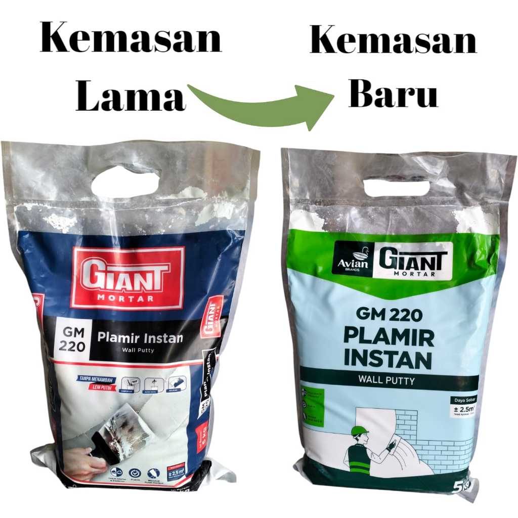 Plamir Tembok Instan Giant 220 5 Kg, Plamir instan