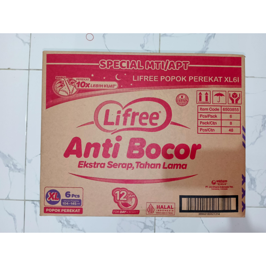 AgL Lifree Popok Perekat Dewasa / Popok Dewasa Perekat Ukuran M8/L7/XL6 Isi 8/Karton