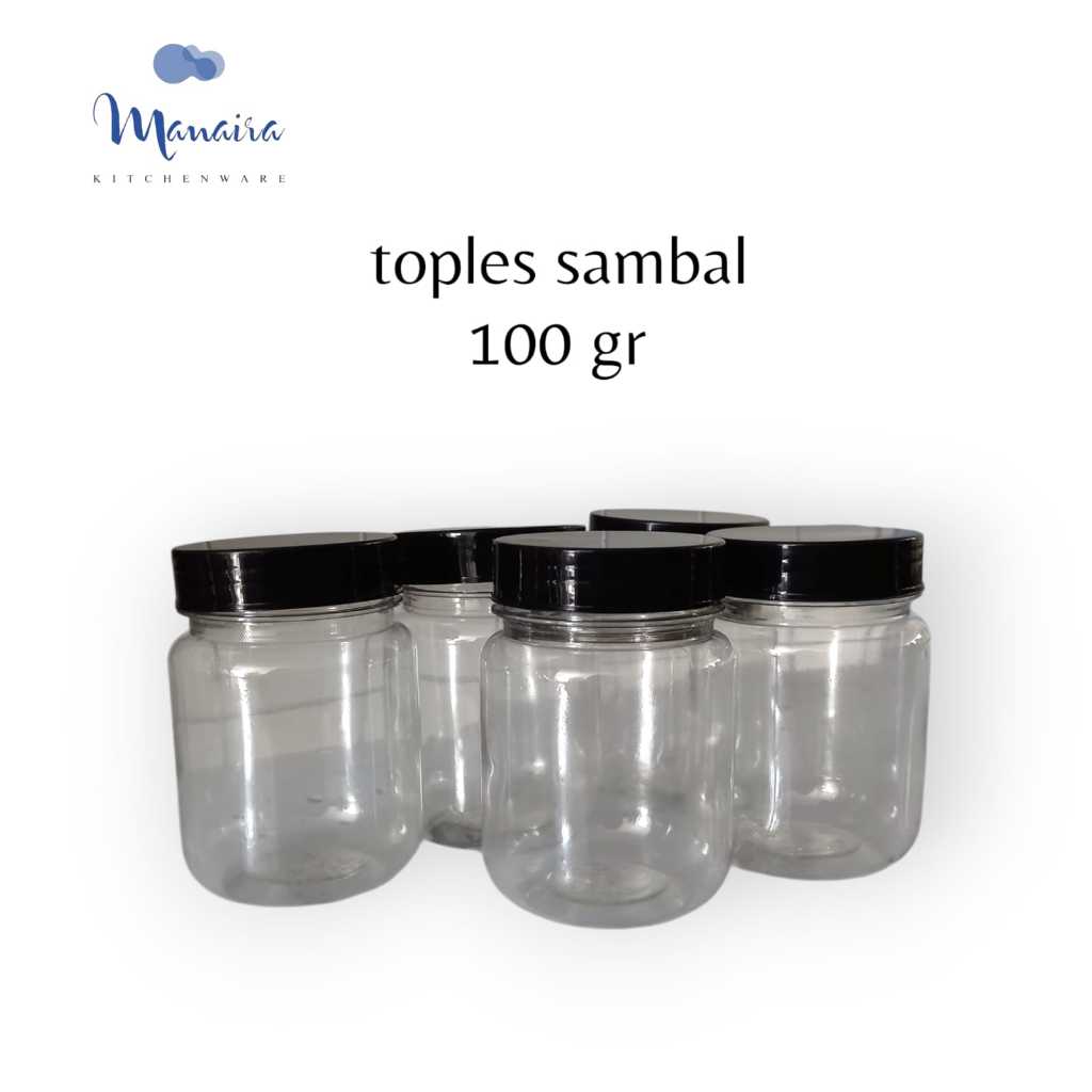 Toples Sambal/Jar Slay 100 ml Natural Tutup plastik/ Toples Sambal /Pet 100 ml Tabung Natural /Pet J